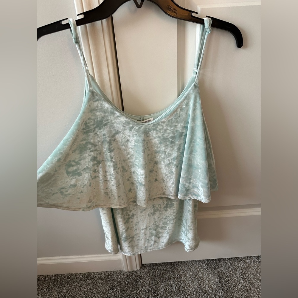 Cute Light Blue Crush Velvet Top